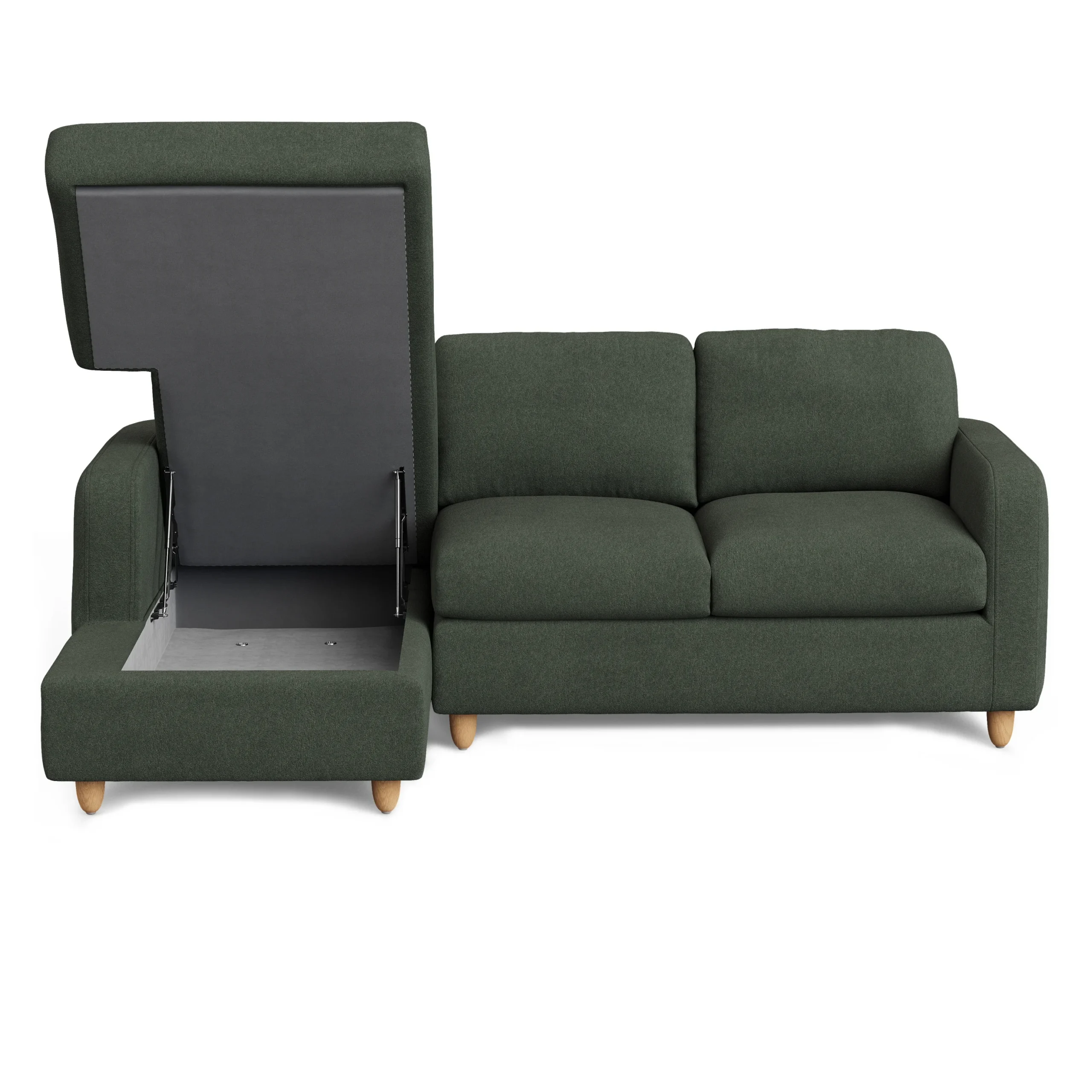 Vati 90.5_ Left Storage Sectional - Natural Oak and Green Wool Bouclé - Image 7