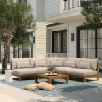 Cove 102.75_ Outdoor Armless Modular Sectional - Basket Beige