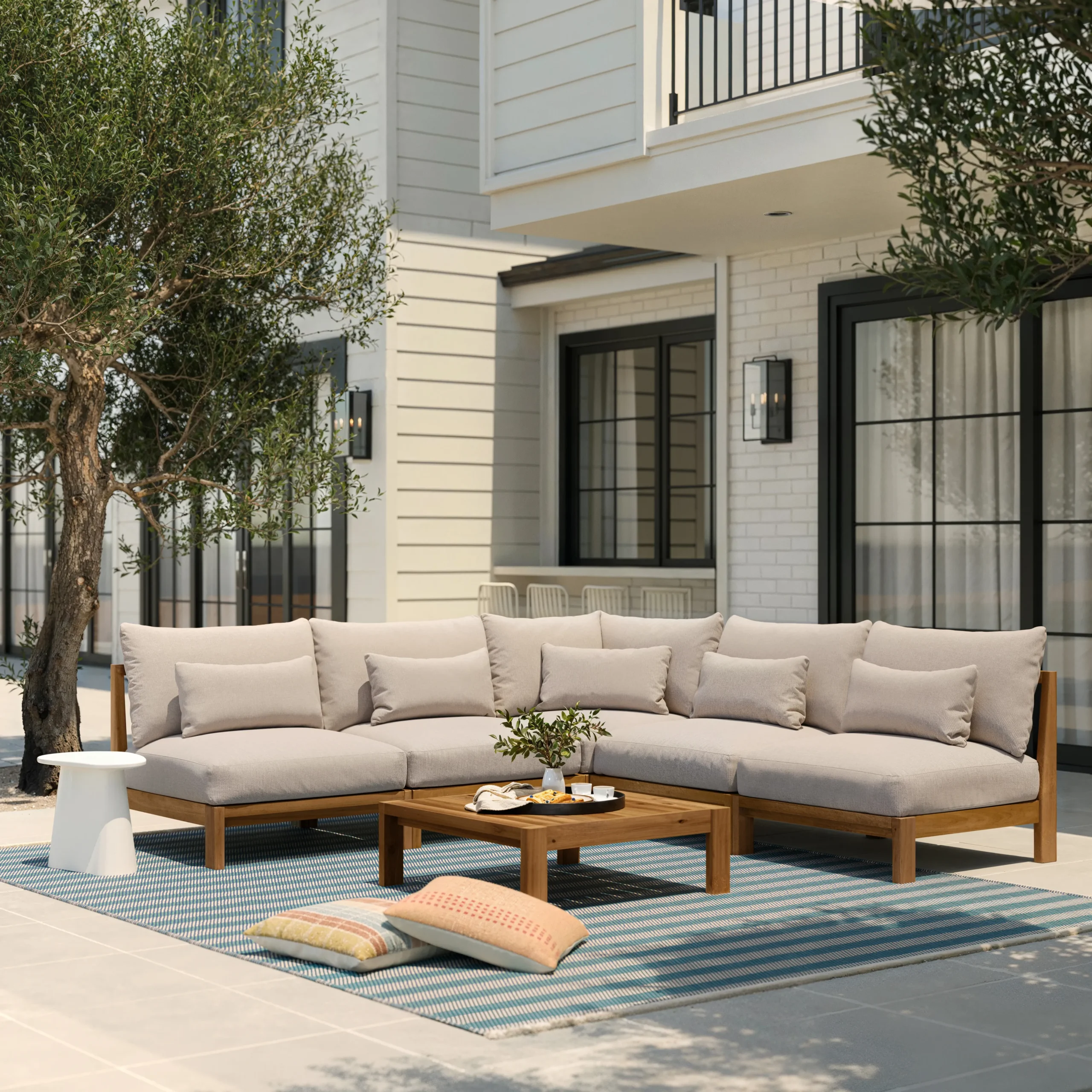 Cove 102.75_ Outdoor Armless Modular Sectional - Basket Beige - Image 4