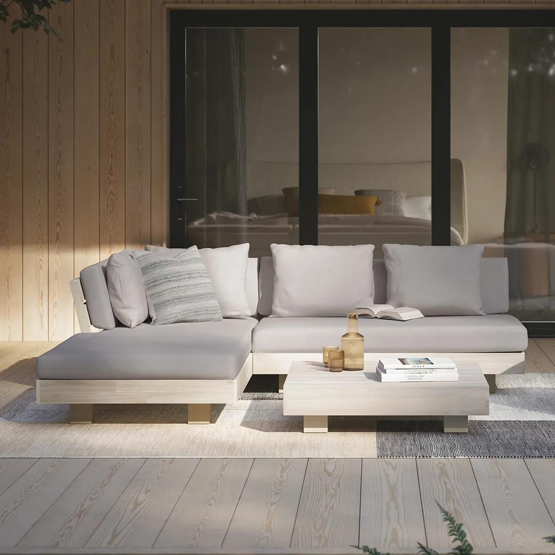 Lubek 82.5_ Outdoor Low Left Sectional Set - Beach Sand - Image 4
