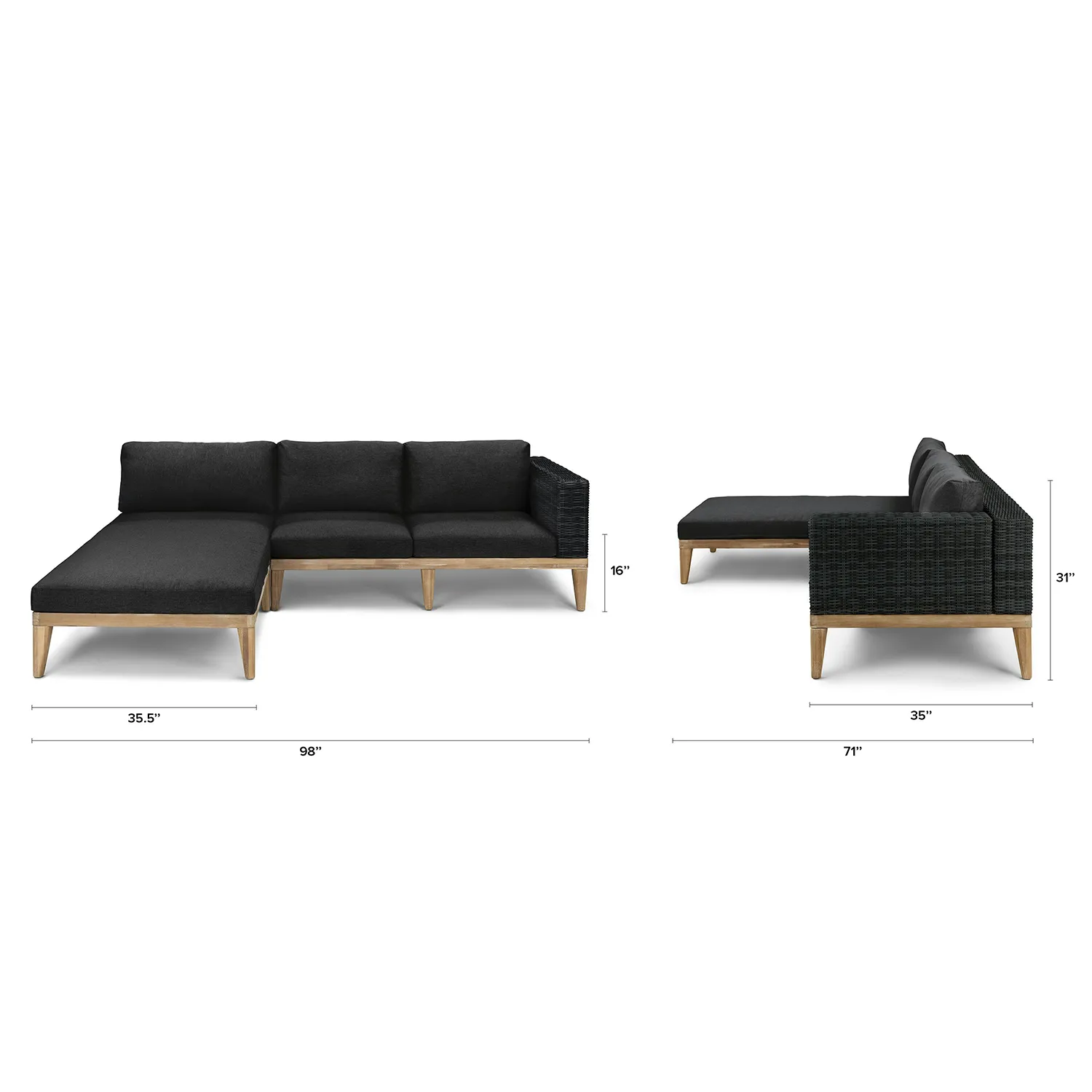 Urba 98_ Outdoor Left Sectional - Slate Gray - Image 2