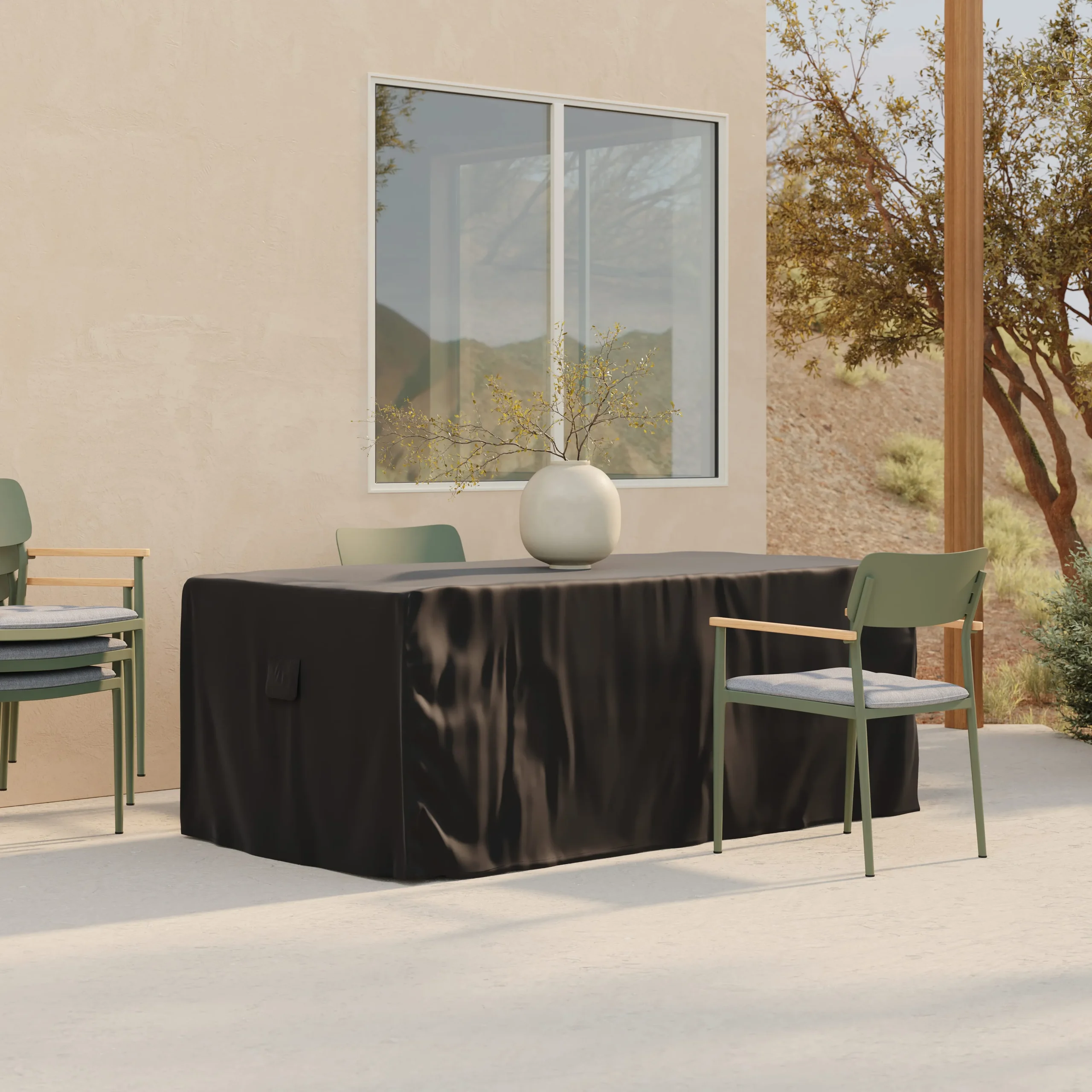Sardis Outdoor Dining Table Cover for 6 - Black
