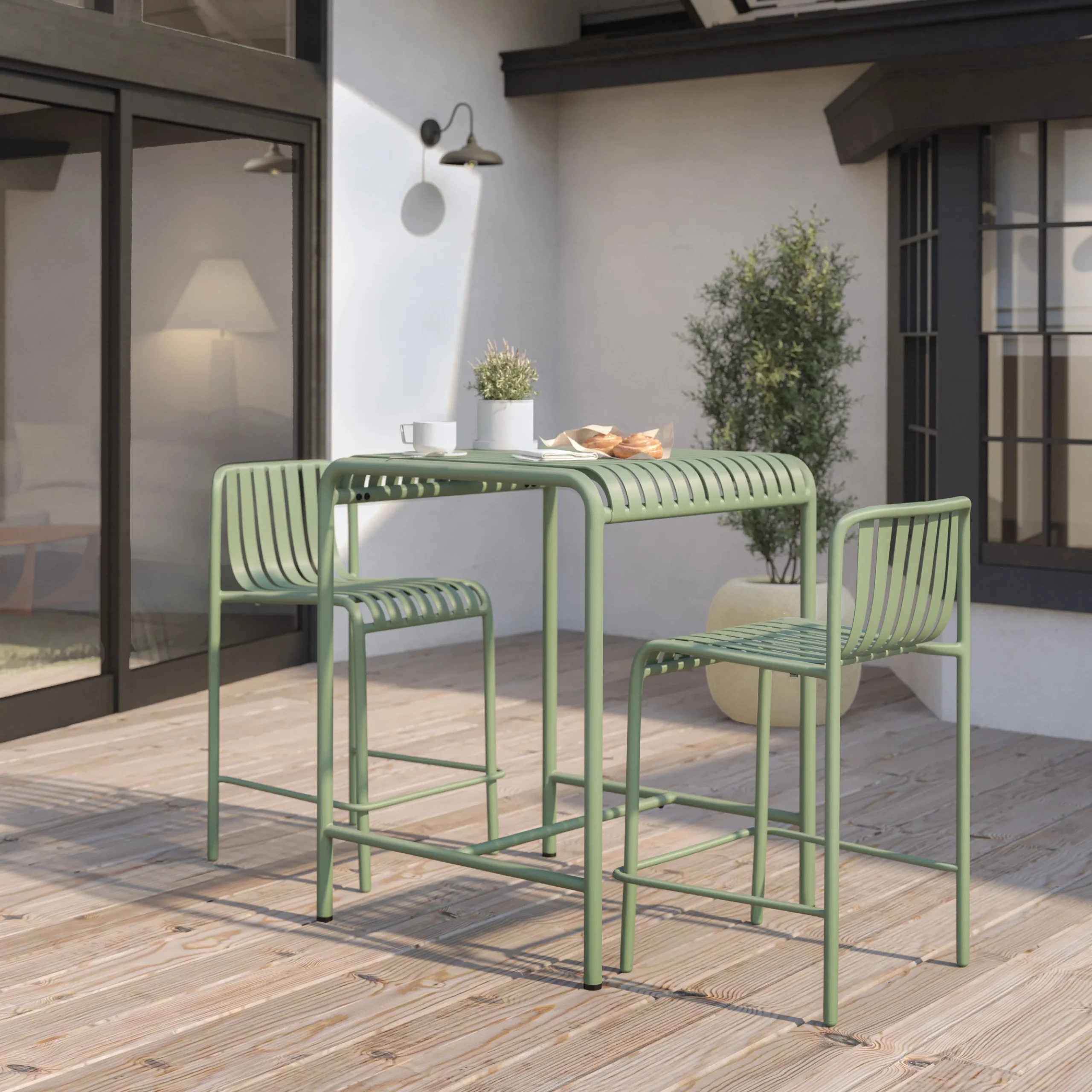 Sarek 29.5_ Outdoor Bar Table - Khaki Green - Image 8
