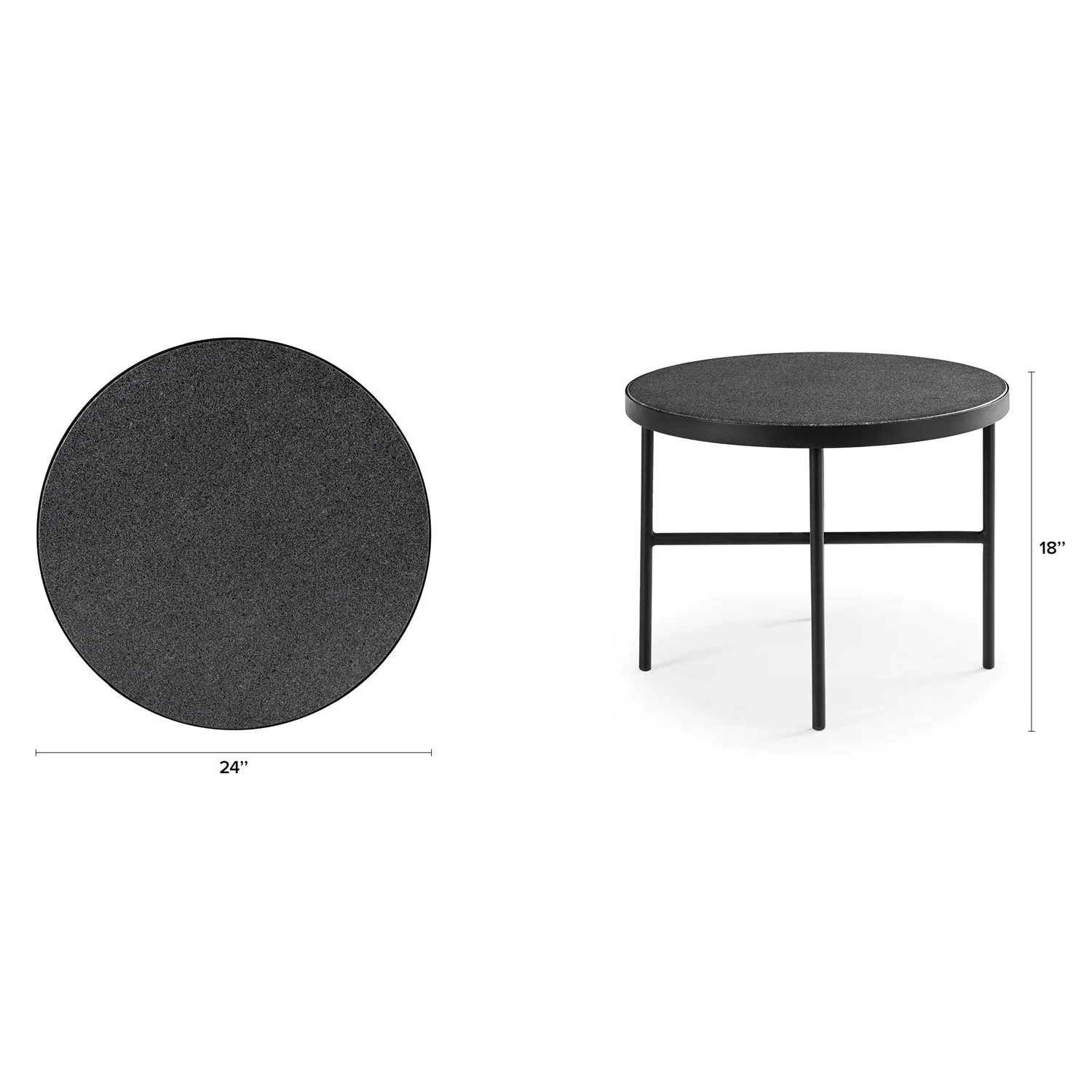 Gera Outdoor Large Side Table - Black Granite - Image 8
