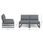 Kezia 56_ Outdoor Armless Modular Loveseat - Whale Gray