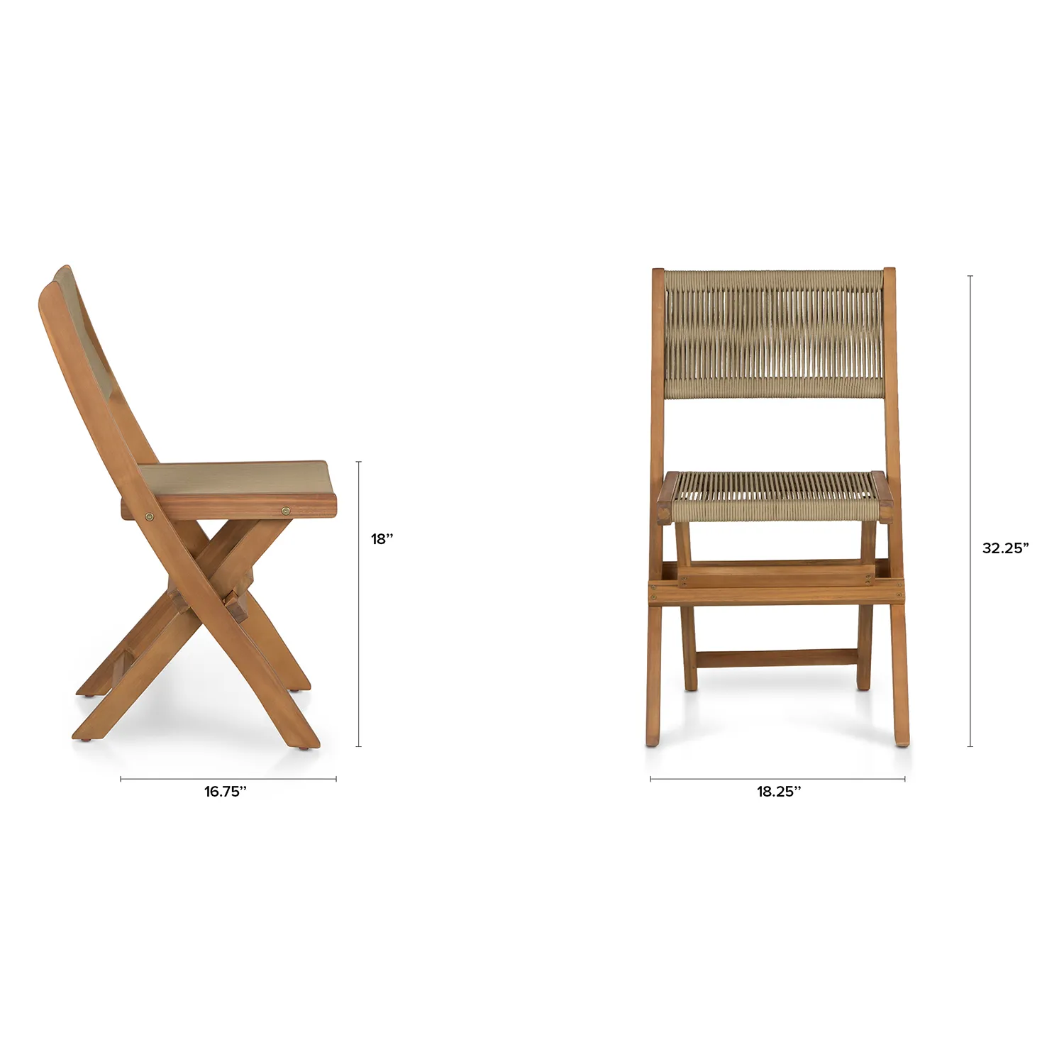 Elanora Outdoor Folding Dining Chair - Light Acacia - Image 2