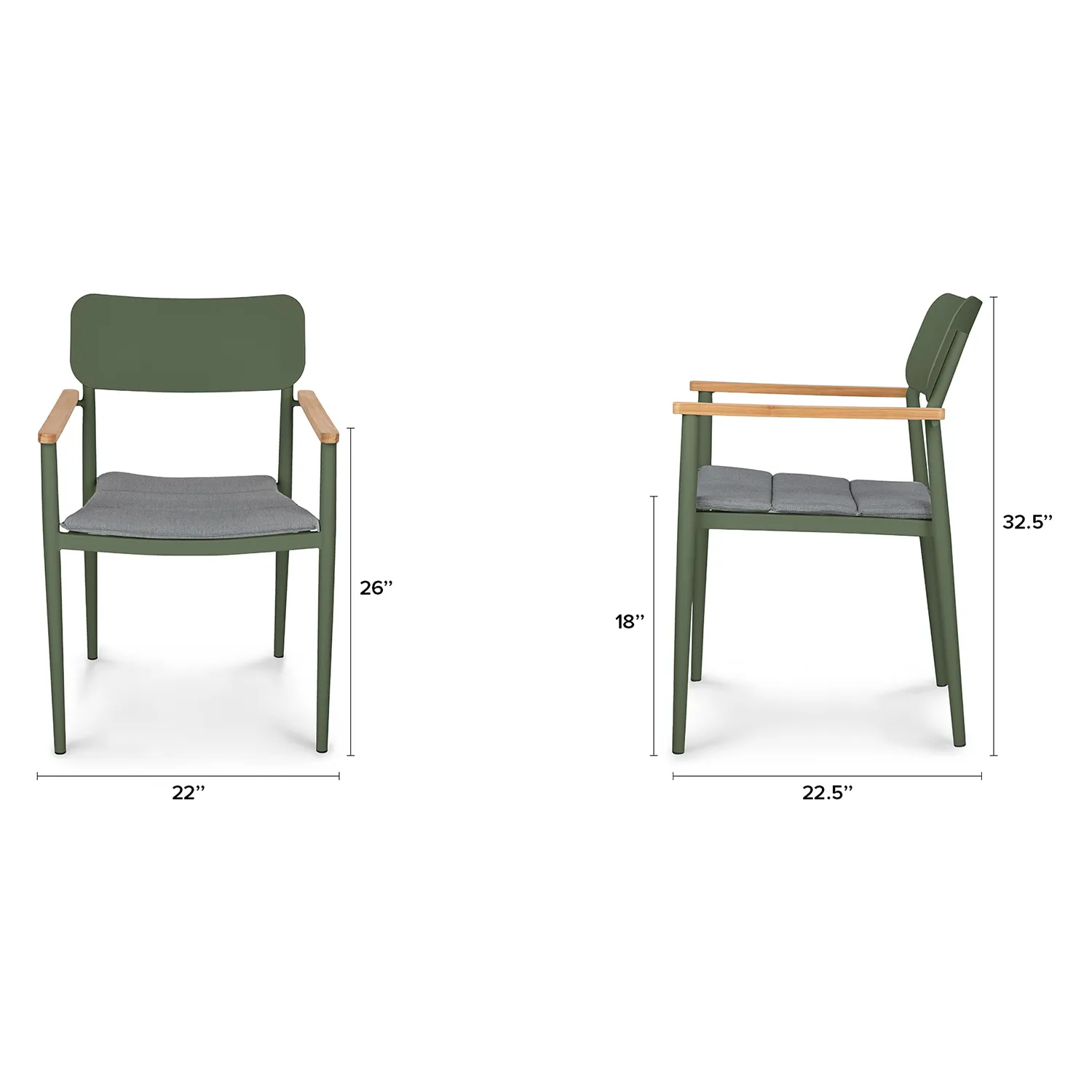 Elan Outdoor Stackable Dining Chair - Green - Image 2