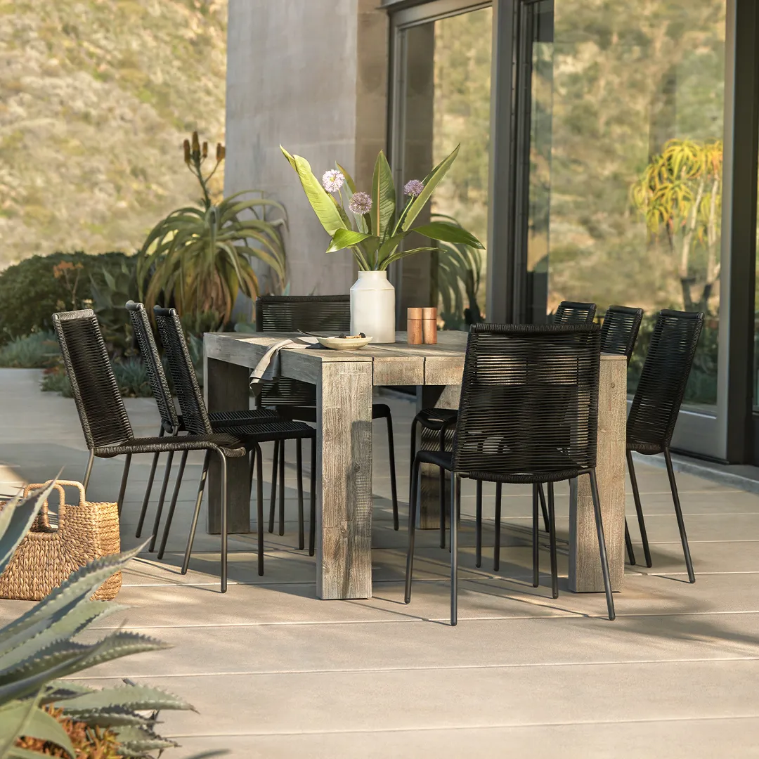 Zina Outdoor Stackable Dining Chair - Ember Black - Image 12
