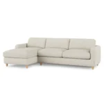 Vati 114_ Left Storage Sleeper Sectional - Natural Oak and Buckler Ivory