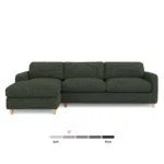 Vati 114_ Left Storage Sleeper Sectional - Natural Oak and Green Wool Bouclé