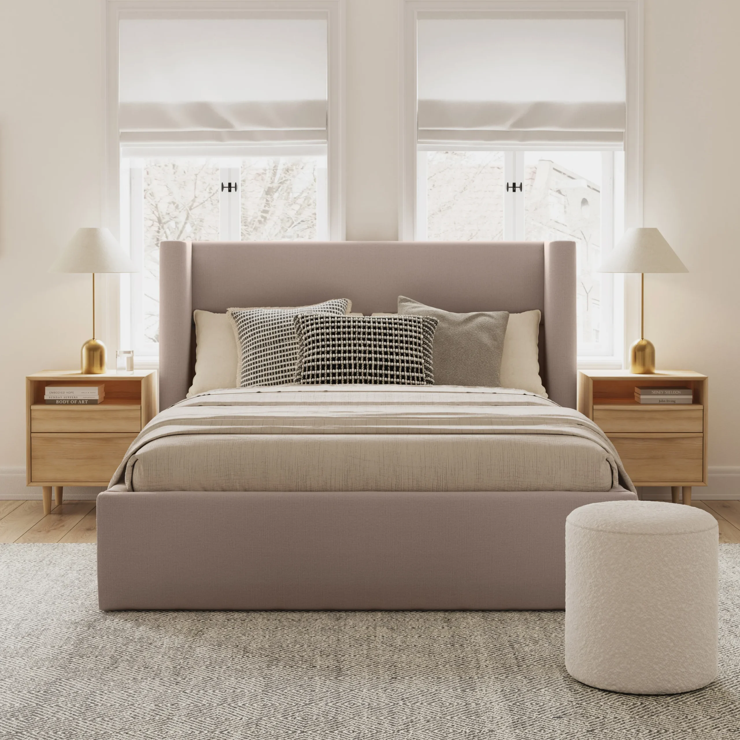 Calabri Queen Upholstered Bed - Napa Quartz