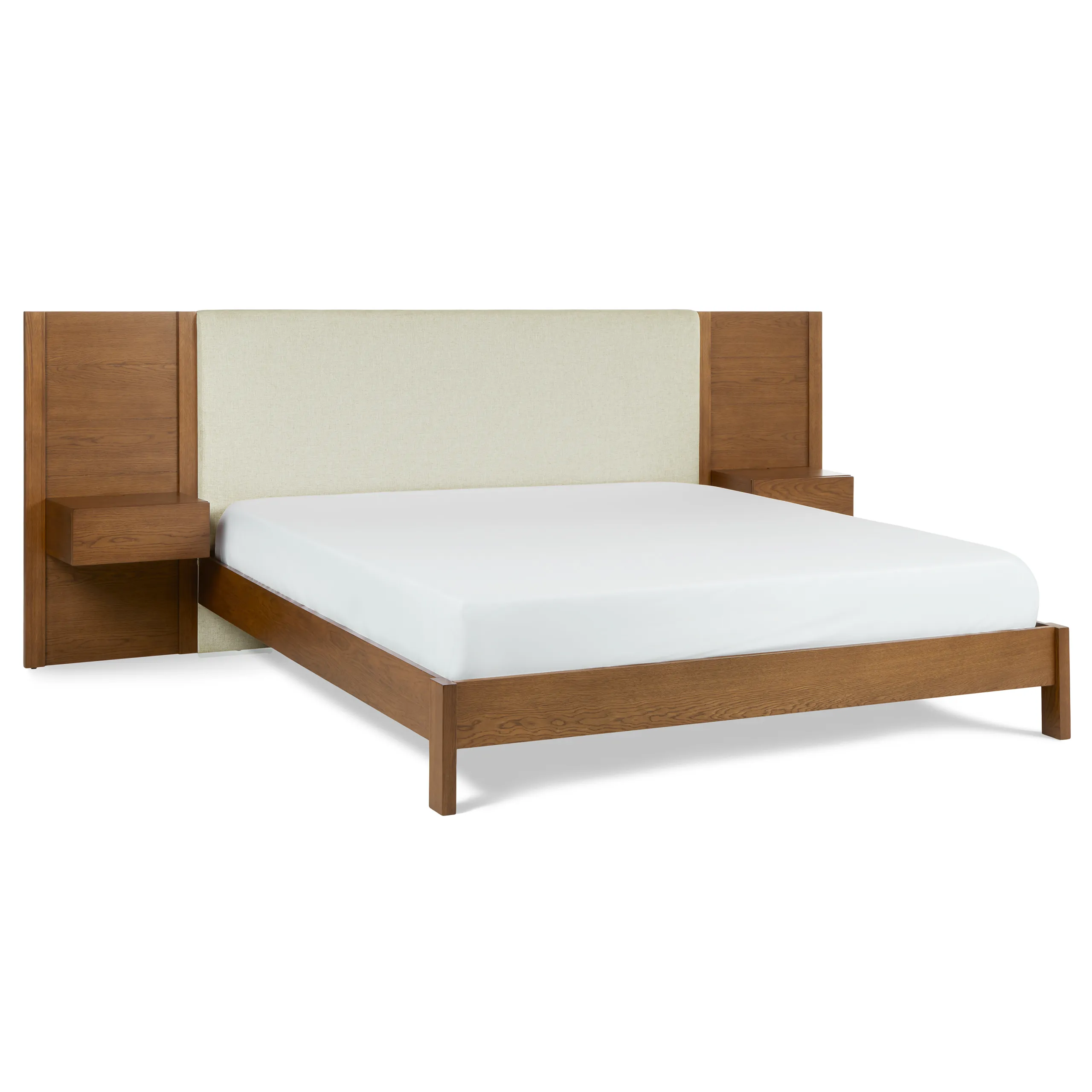 Cassie King Upholstered Bed with Nightstands - Smoked Oak and Taupe Chenille - Image 19