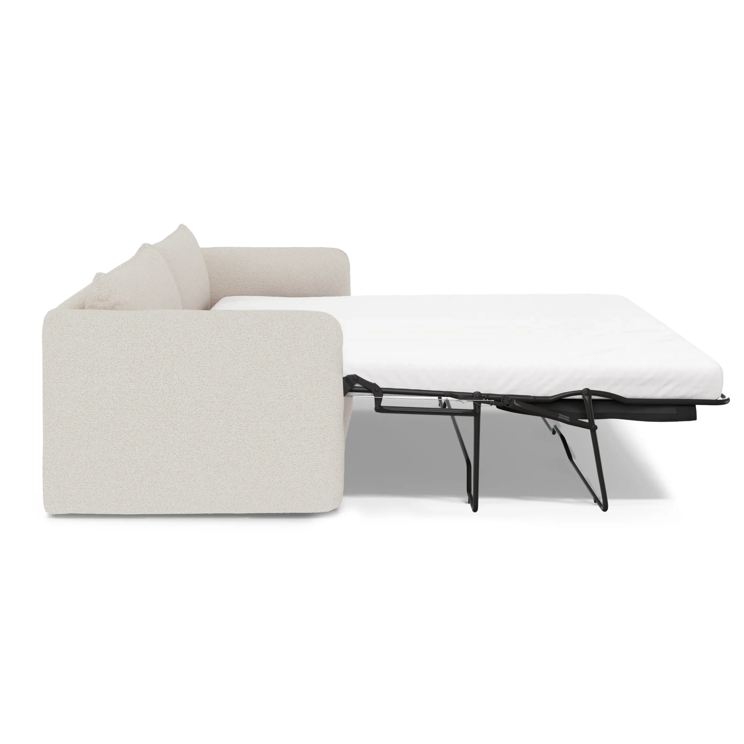 Leigh 86_ Sofa Bed - Ivory Wool Bouclé - Image 4