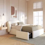 Kayra Queen Upholstered Storage Bed - Ivory Bouclé