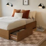 Leif Full Platform Storage Bed - Smoked Oak
