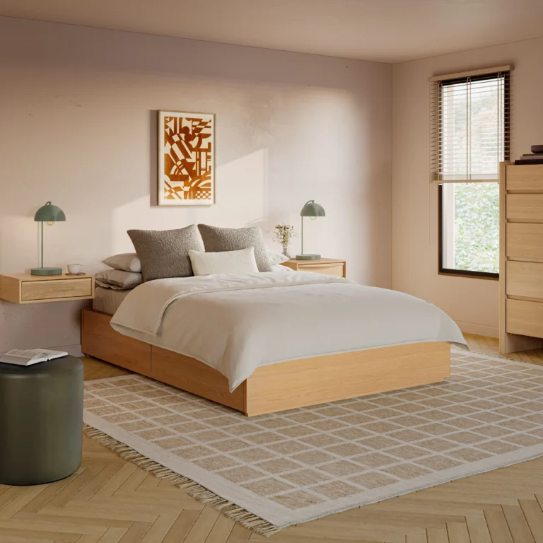 Leif Full Platform Storage Bed - White Oak