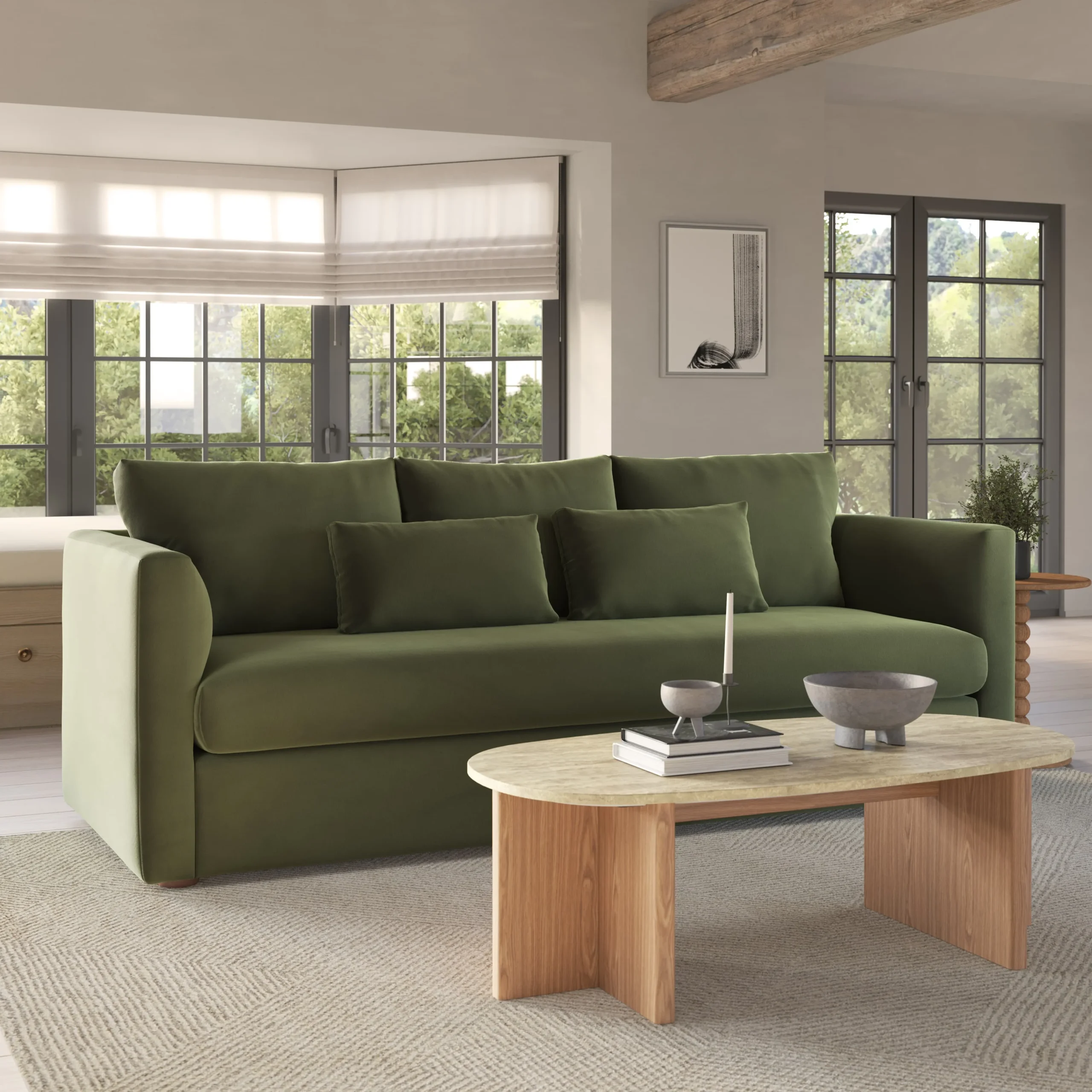 Marina 90_ Velvet Sofa Bed - Hale Fir Green