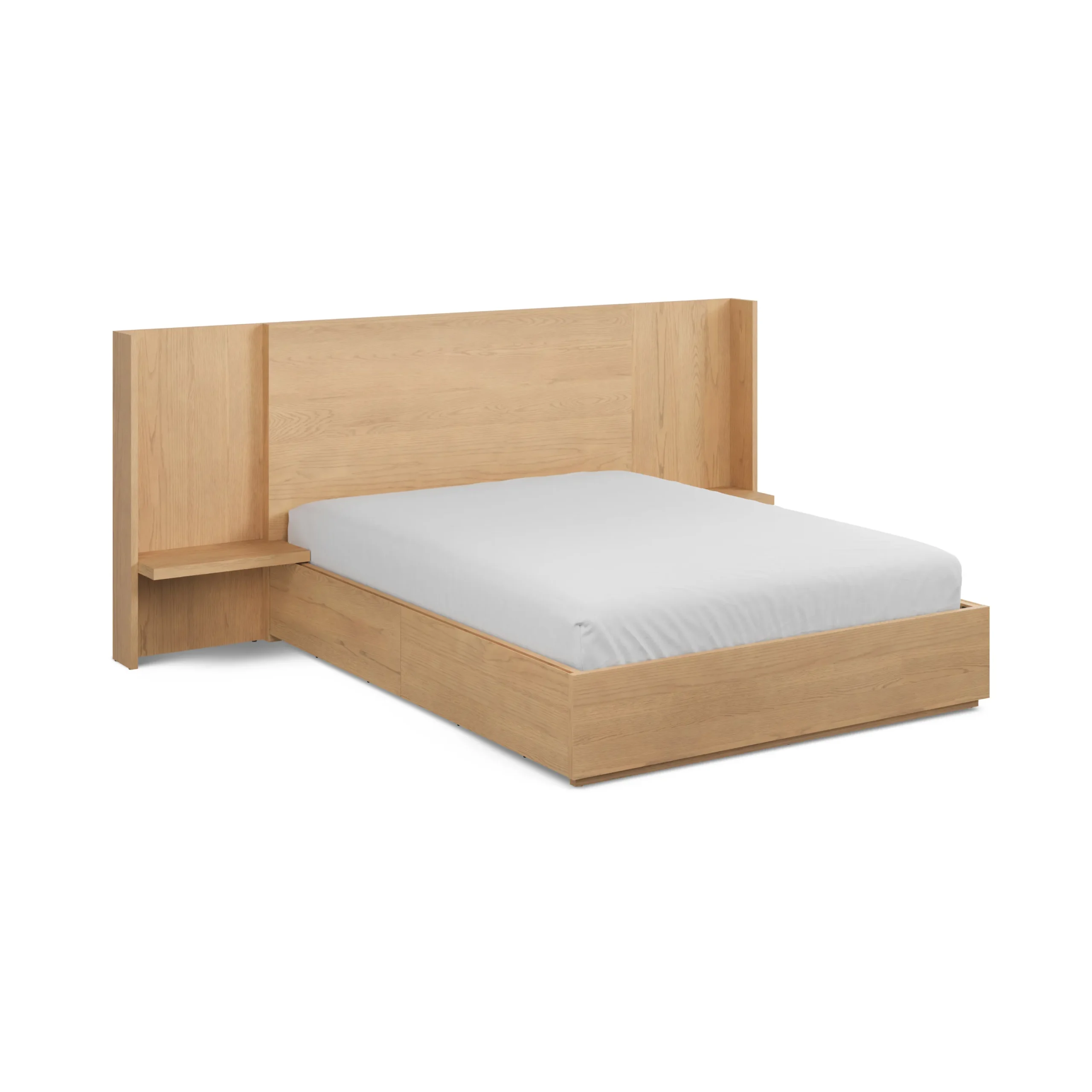 Leif Queen Storage Bed with Nightstands Set - White Oak - Image 19