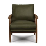 Bavel 26_ Leather Lounge Set - Walnut and Charme Green