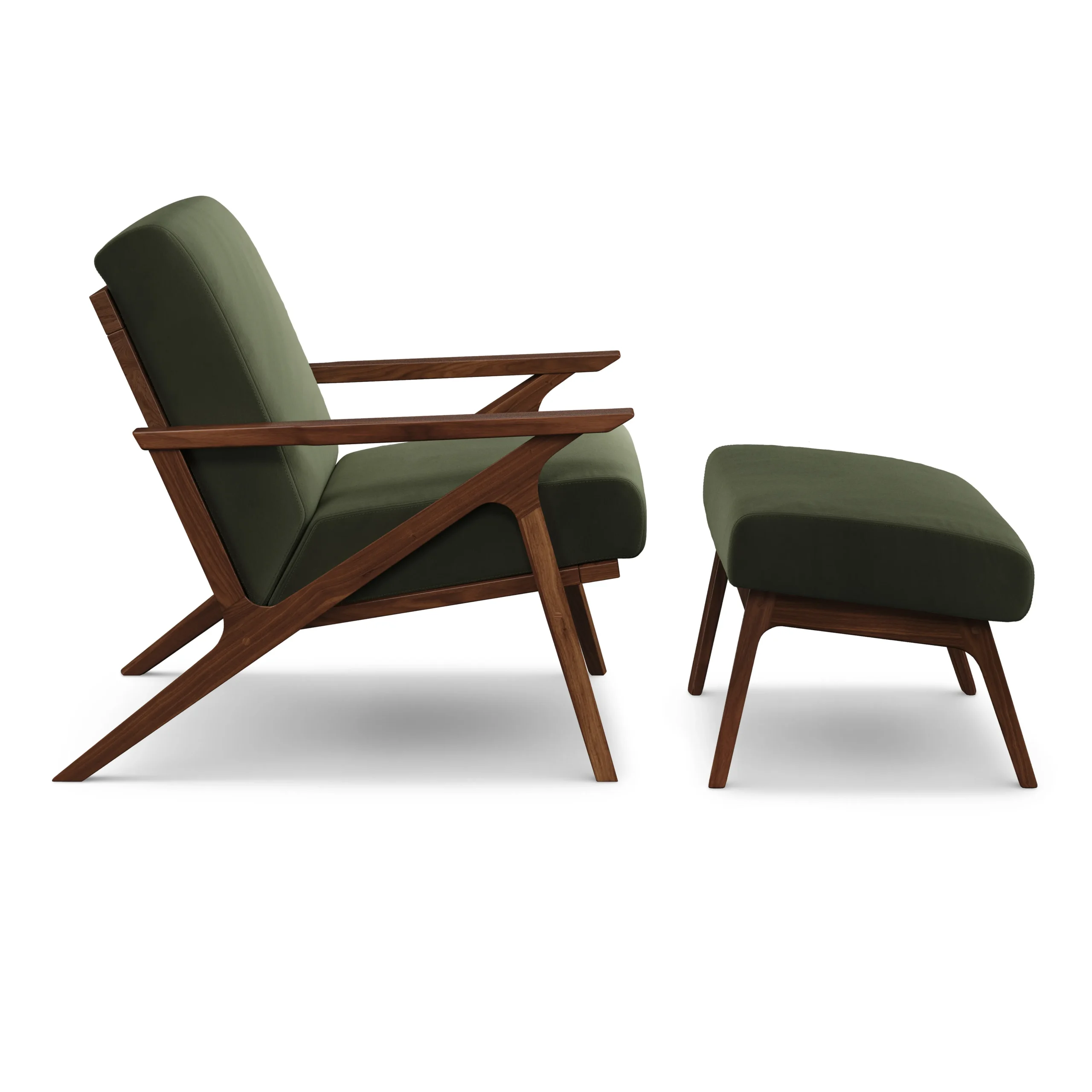 Otio 26_ Velvet Lounge Set - Walnut and Hale Fir Green - Image 12