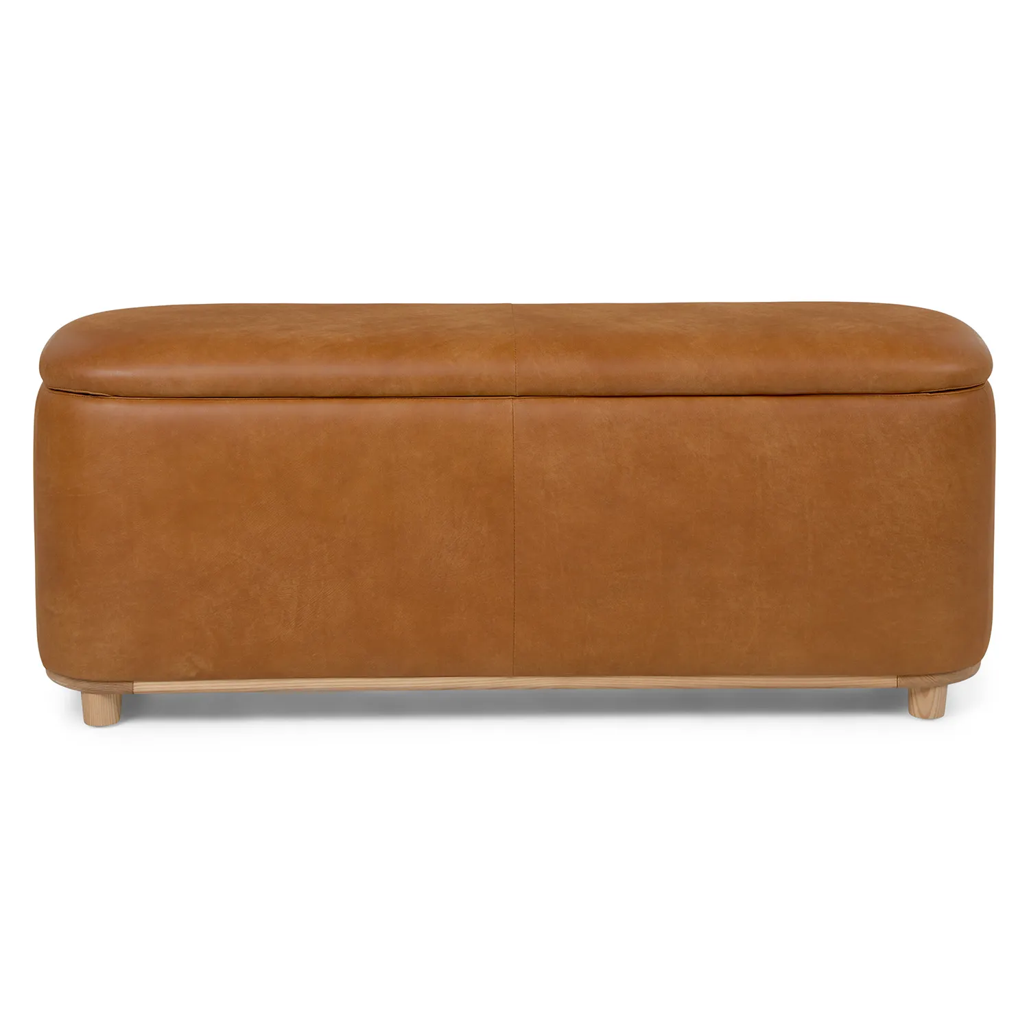 Maribo 48_ Leather Storage Ottoman - Rawhide Tan - Image 6