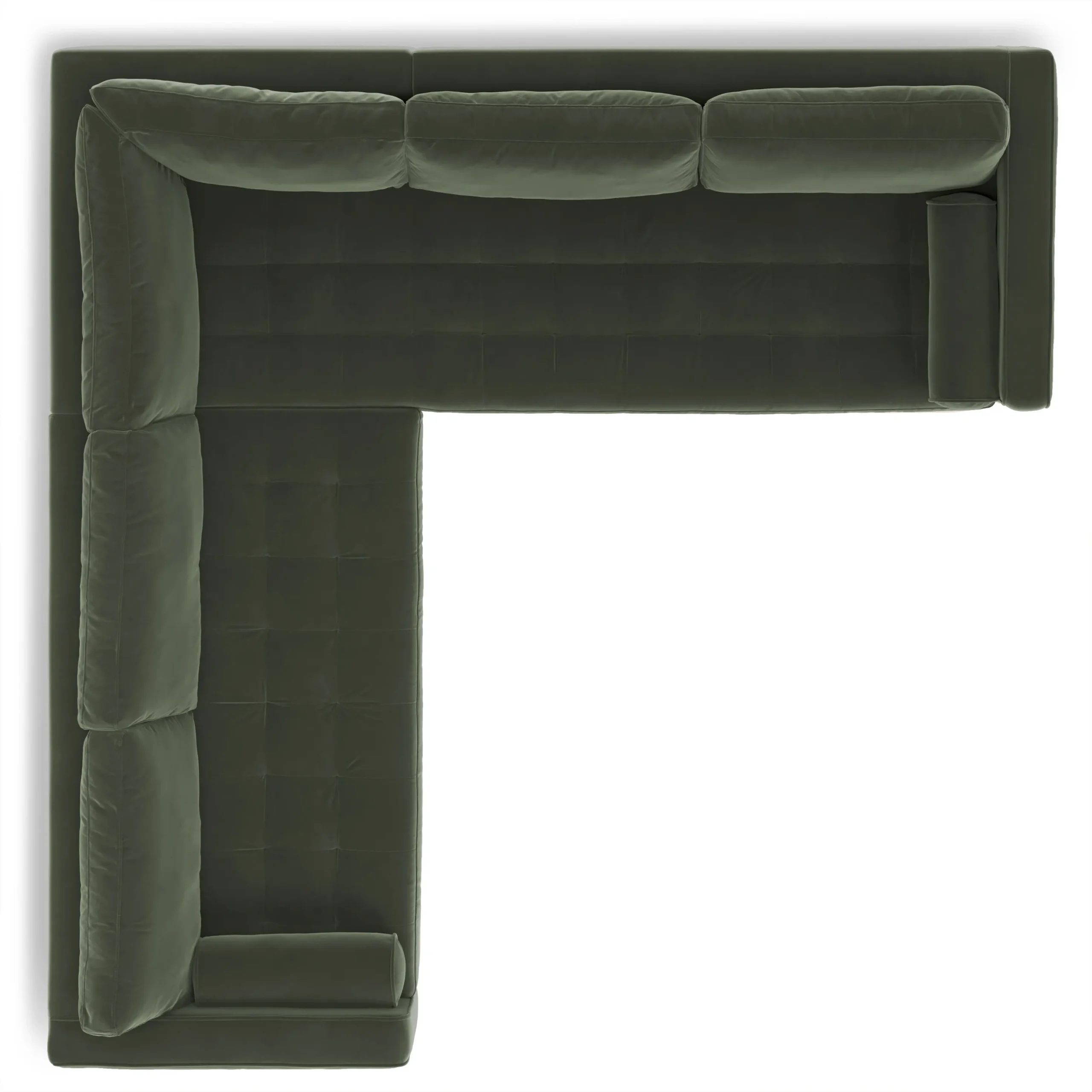 Sven 107_ Tufted Velvet Corner Sectional - Plush Pacific Green - Image 6