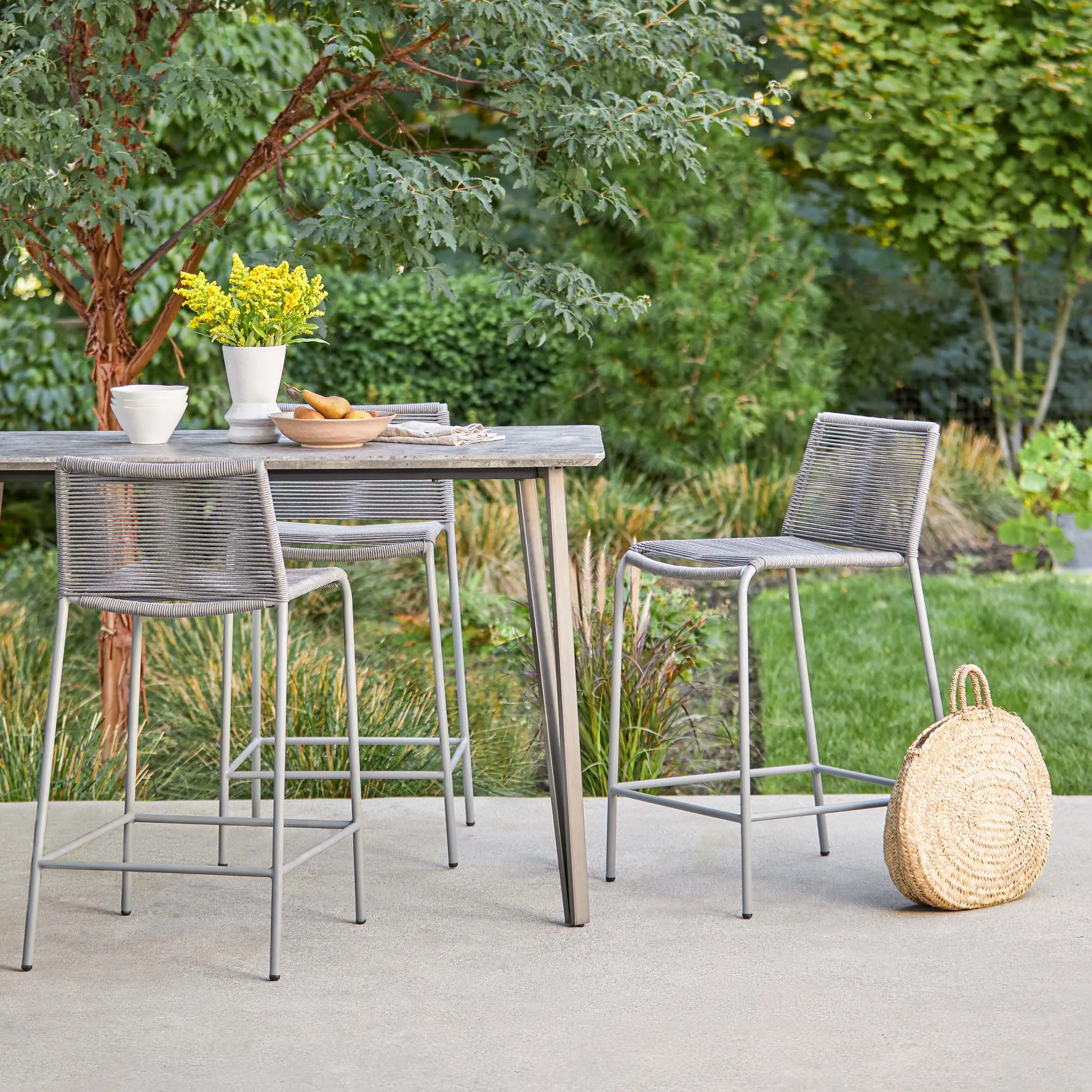 Zina Outdoor Counter Stool - Heathered Gray - Image 6