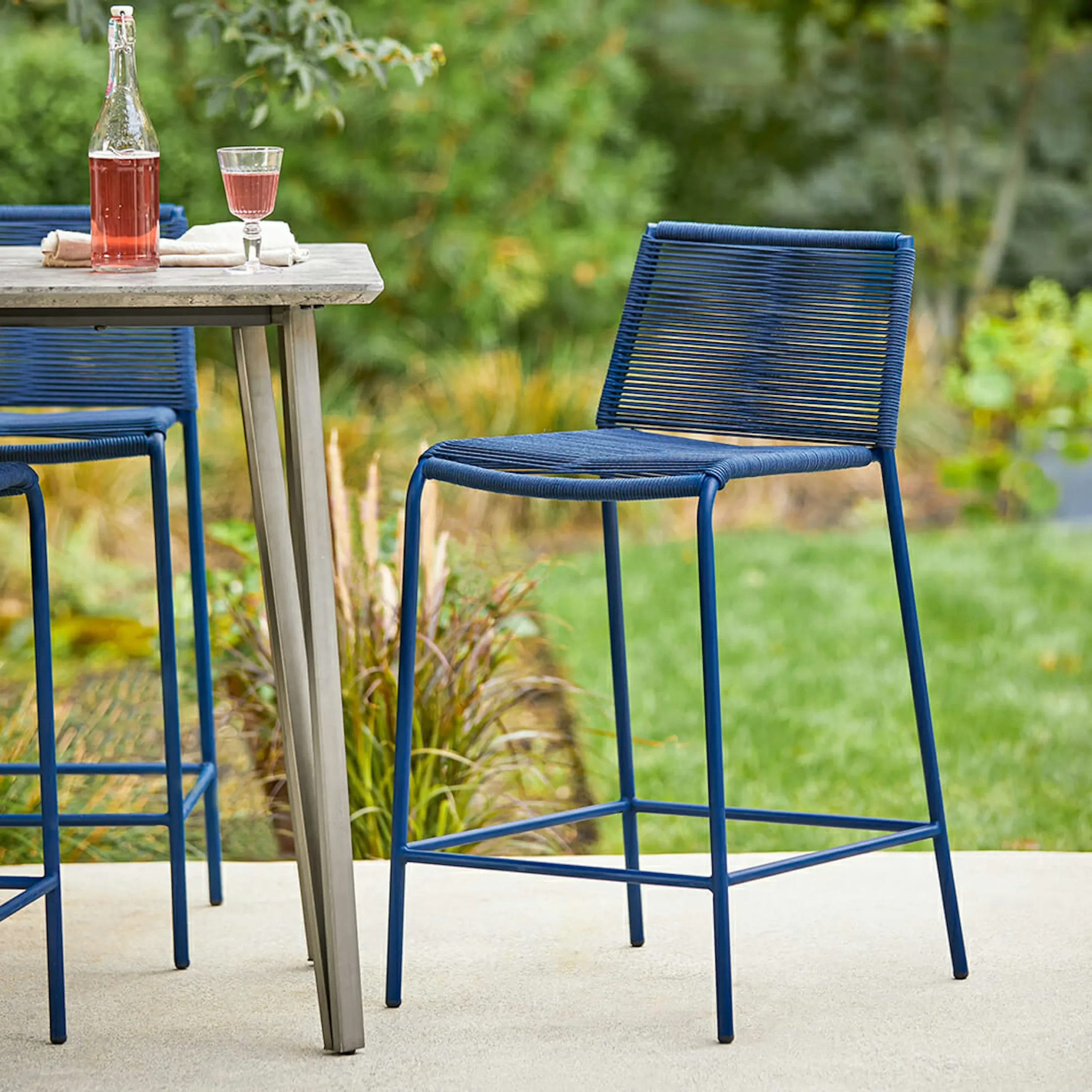 Zina Outdoor Counter Stool - Indigo Blue - Image 6