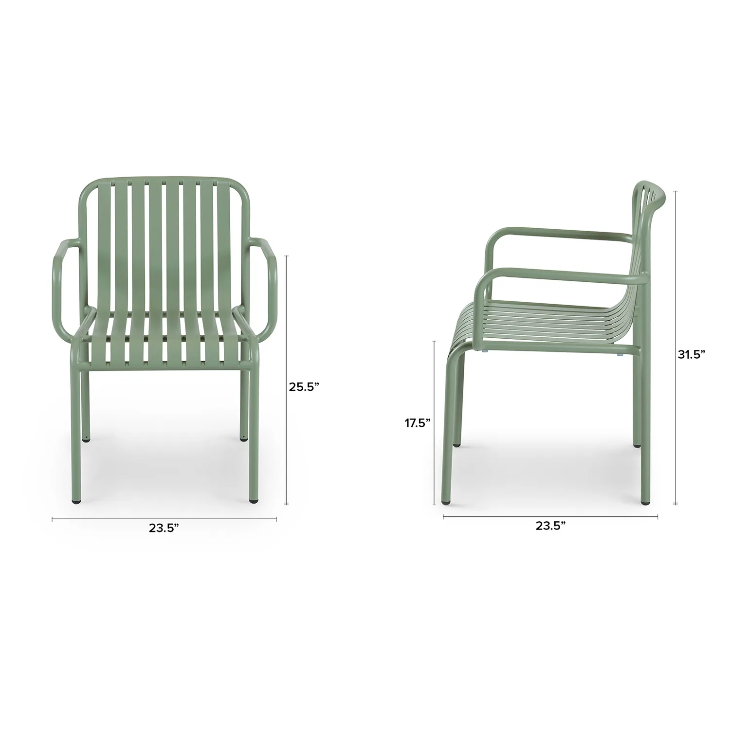 Sarek Outdoor Stackable Dining Armchair - Khaki Green - Image 2