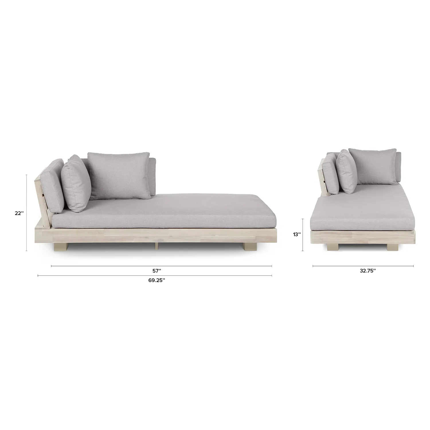 Lubek 69.25_ Outdoor Low Left Chaise Lounge - Beach Sand - Image 2