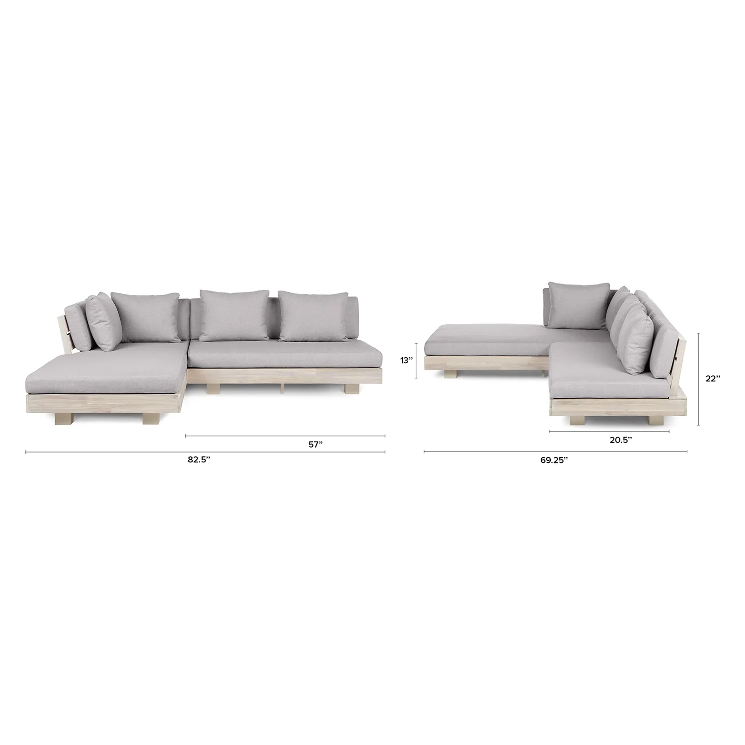 Lubek 82.5_ Outdoor Low Left Sectional Set - Beach Sand - Image 3