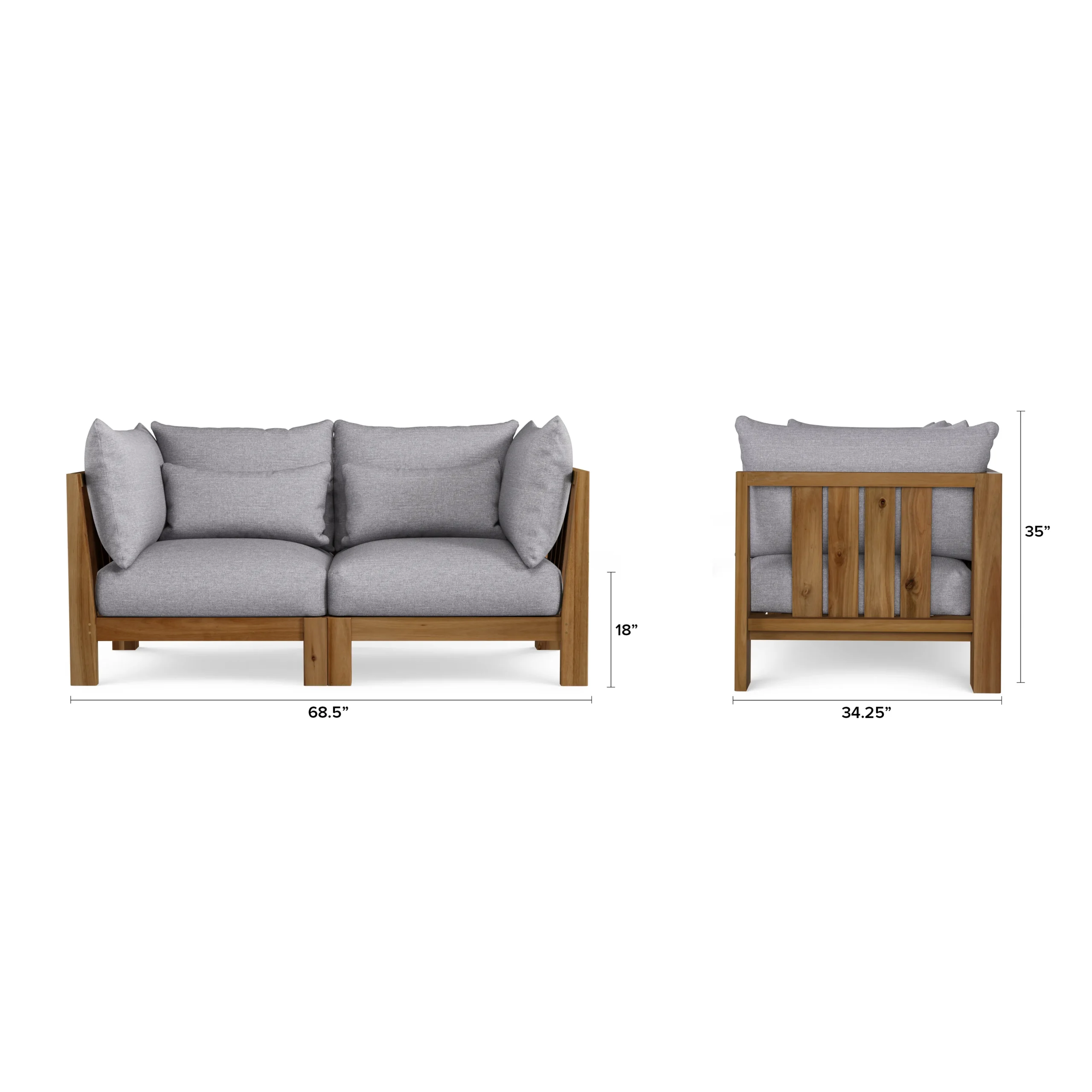 Cove 68.5_ Outdoor Modular Loveseat - Basket Gray - Image 2