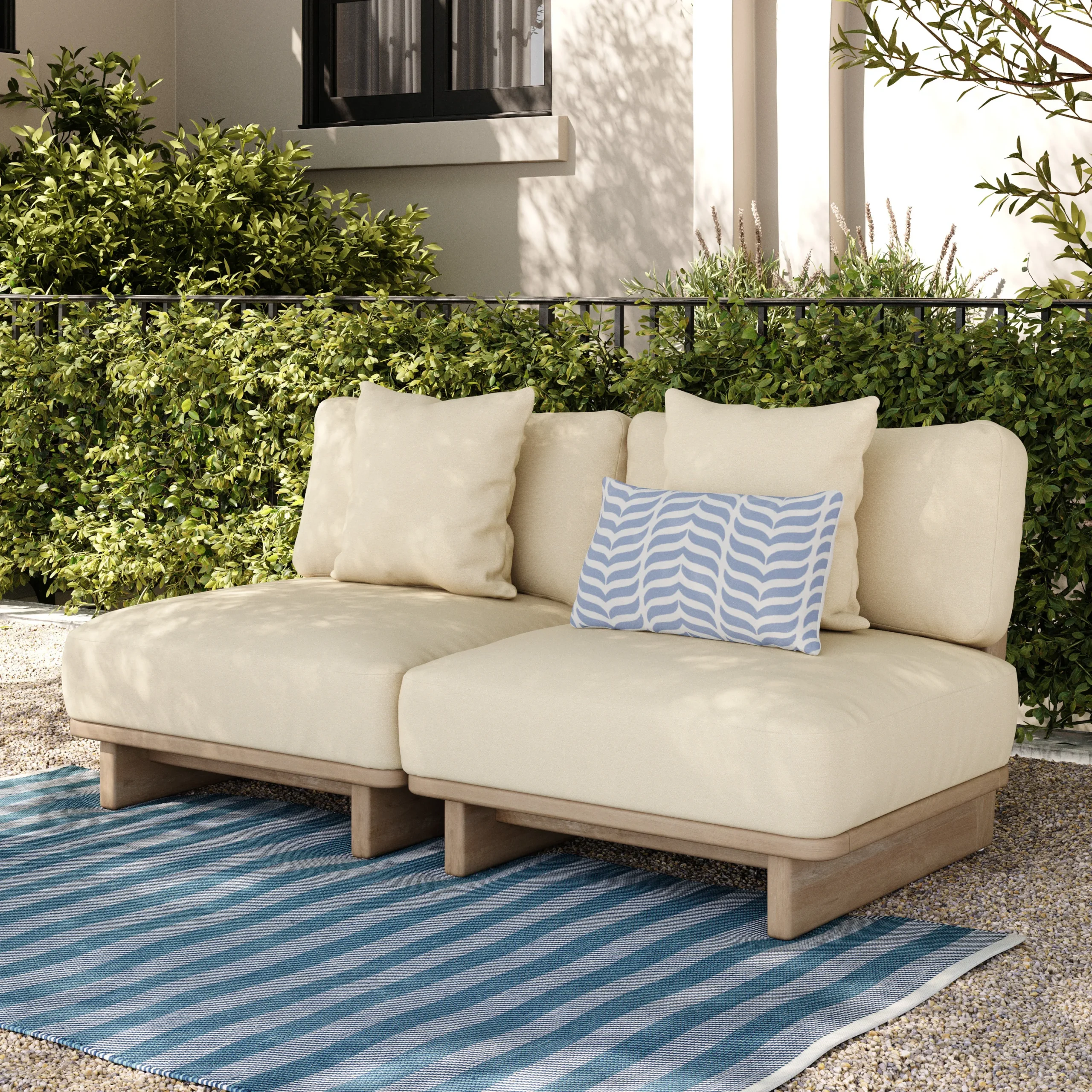 Daphne 68_ Outdoor Armless Modular Loveseat - Dravite Ivory