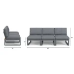 Kezia 84_ Outdoor Armless Modular Sofa - Whale Gray