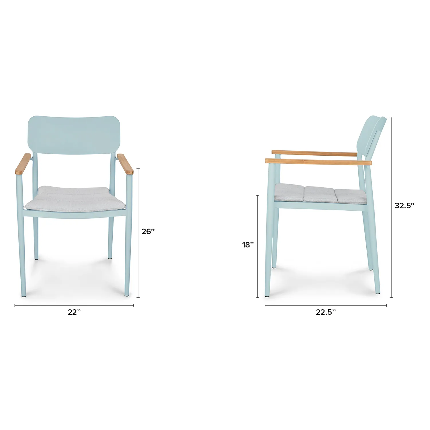 Elan Outdoor Stackable Dining Chair - Turquoise - Image 2