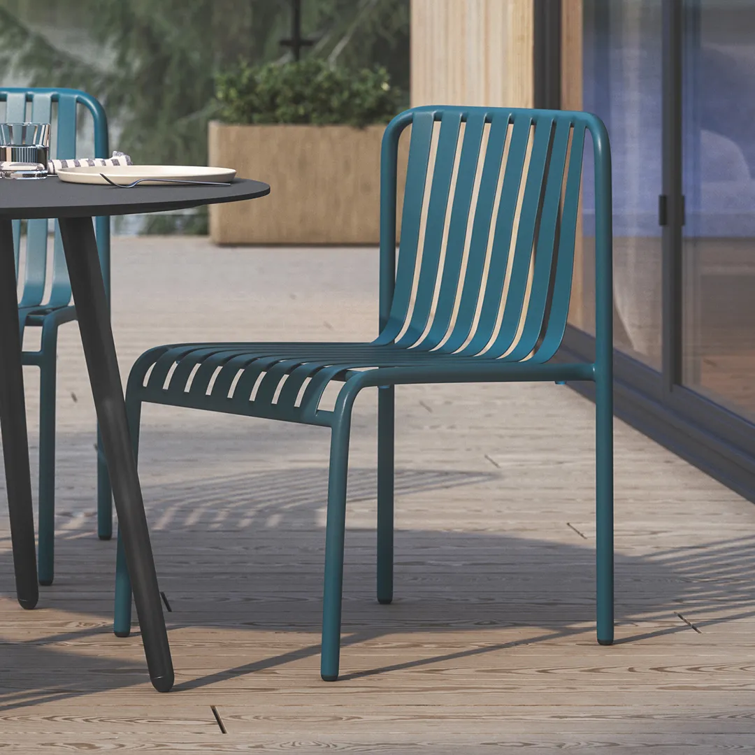 Sarek Outdoor Stackable Dining Chair - Peacock Blue