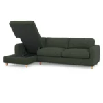 Vati 114_ Left Storage Sleeper Sectional - Natural Oak and Green Wool Bouclé