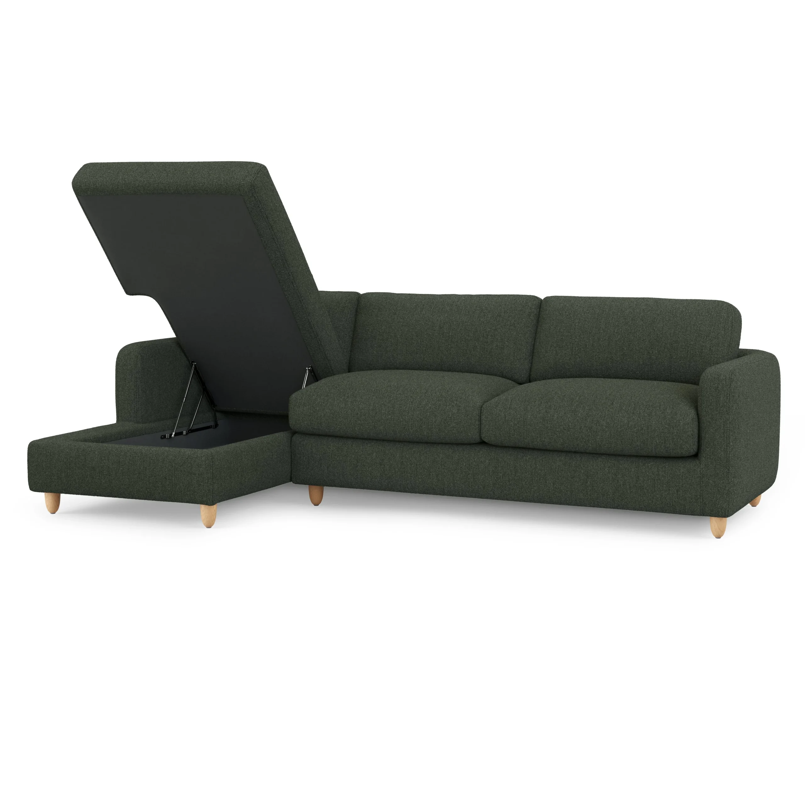 Vati 114_ Left Storage Sleeper Sectional - Natural Oak and Green Wool Bouclé - Image 10