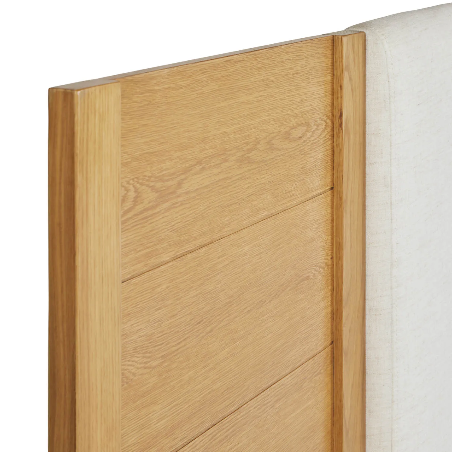 Cassie Queen Upholstered Bed with Nightstands - Natural Oak and Ivory Chenille - Image 14