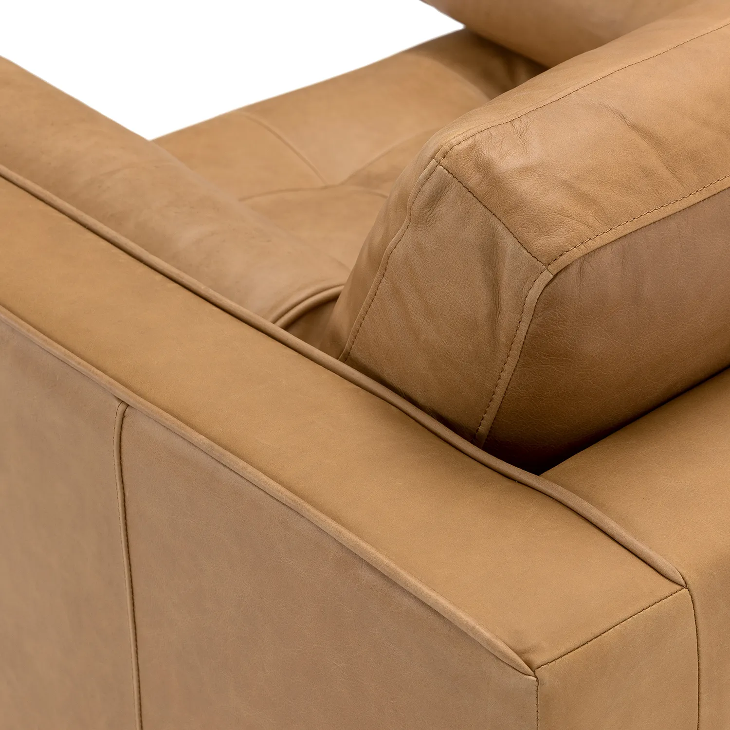 Sven 42_ Tufted Leather Lounge Chair - Charme Tan - Image 8
