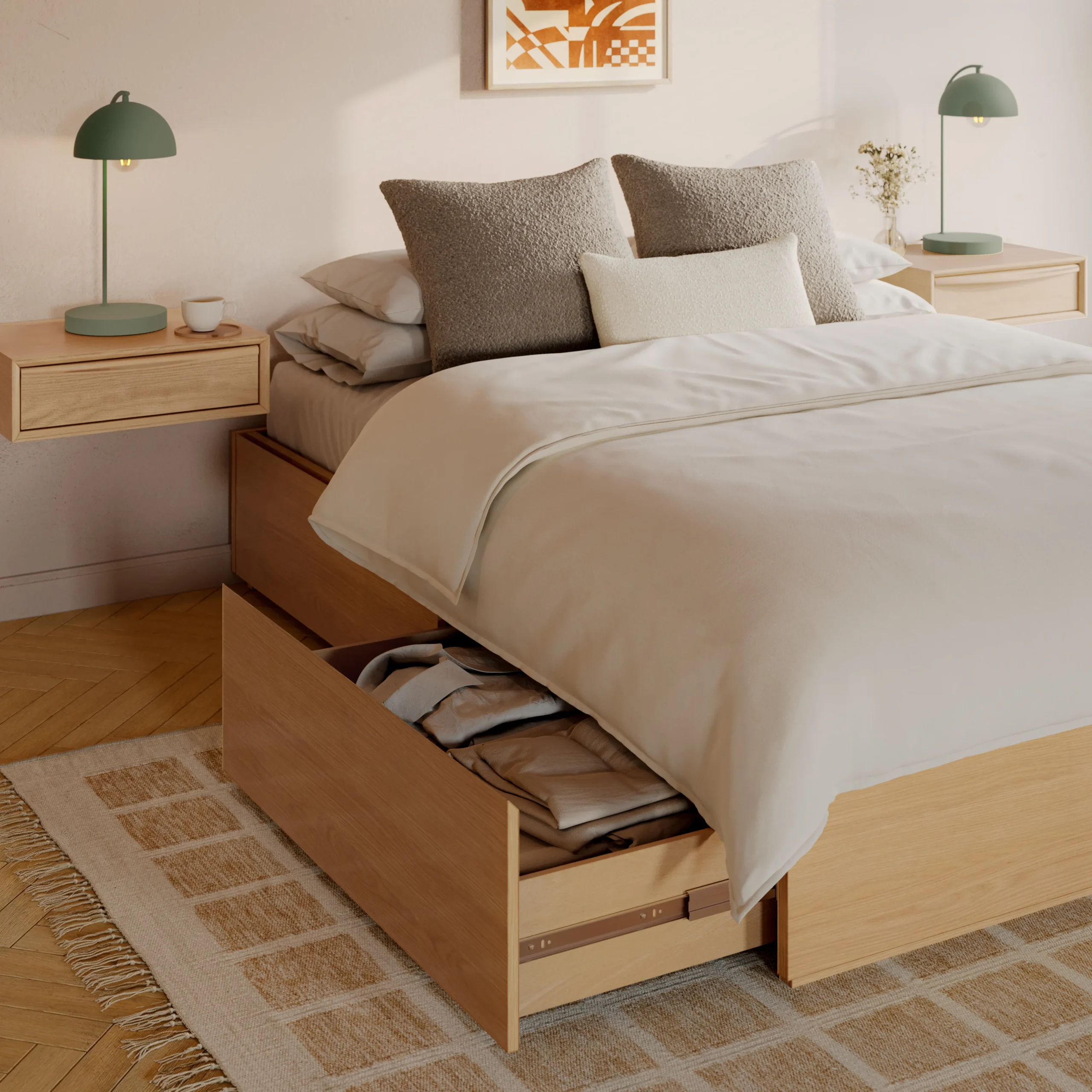Leif Full Platform Storage Bed - White Oak - Image 14
