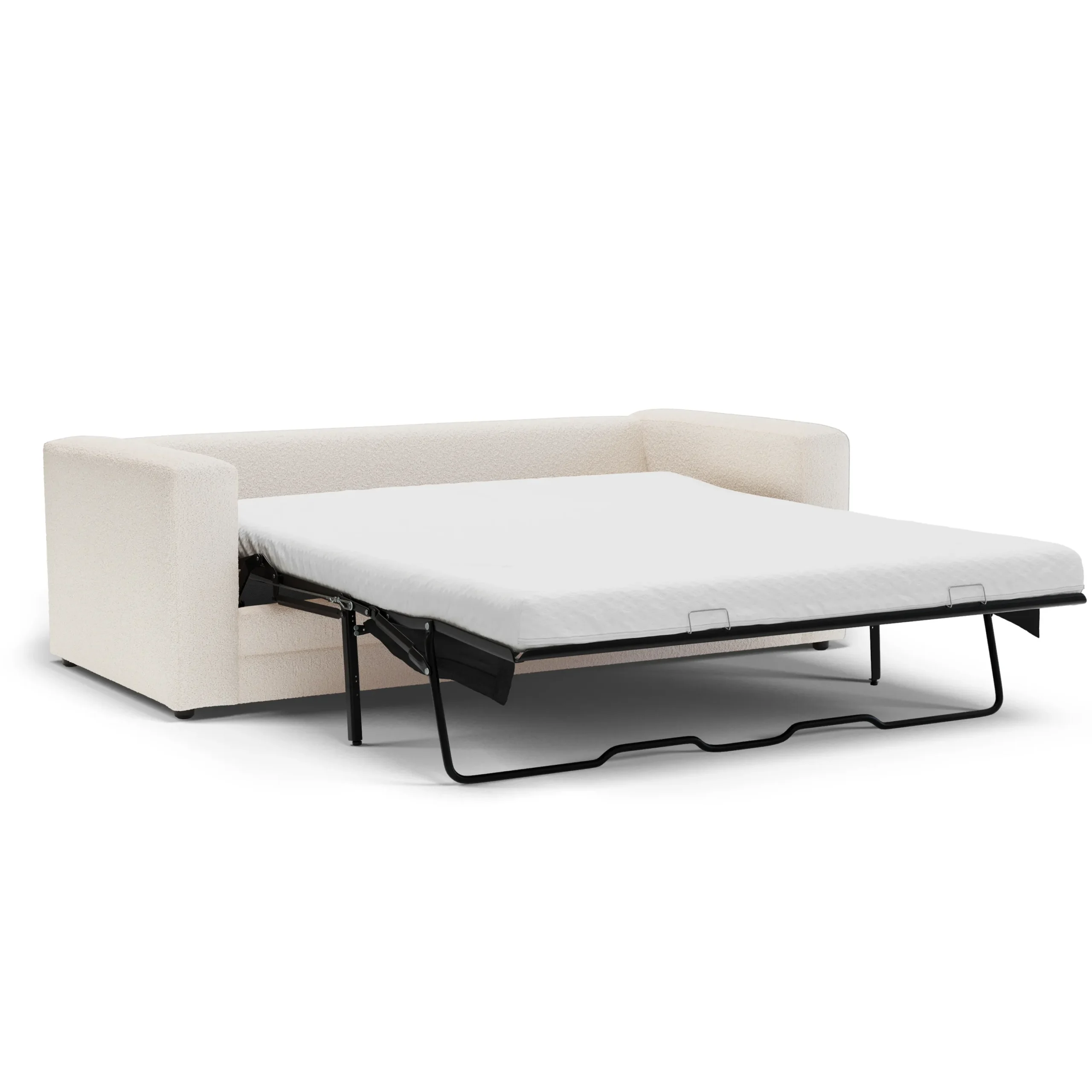 Riley 84_ Sofa Bed - Ivory Wool Bouclé - Image 6