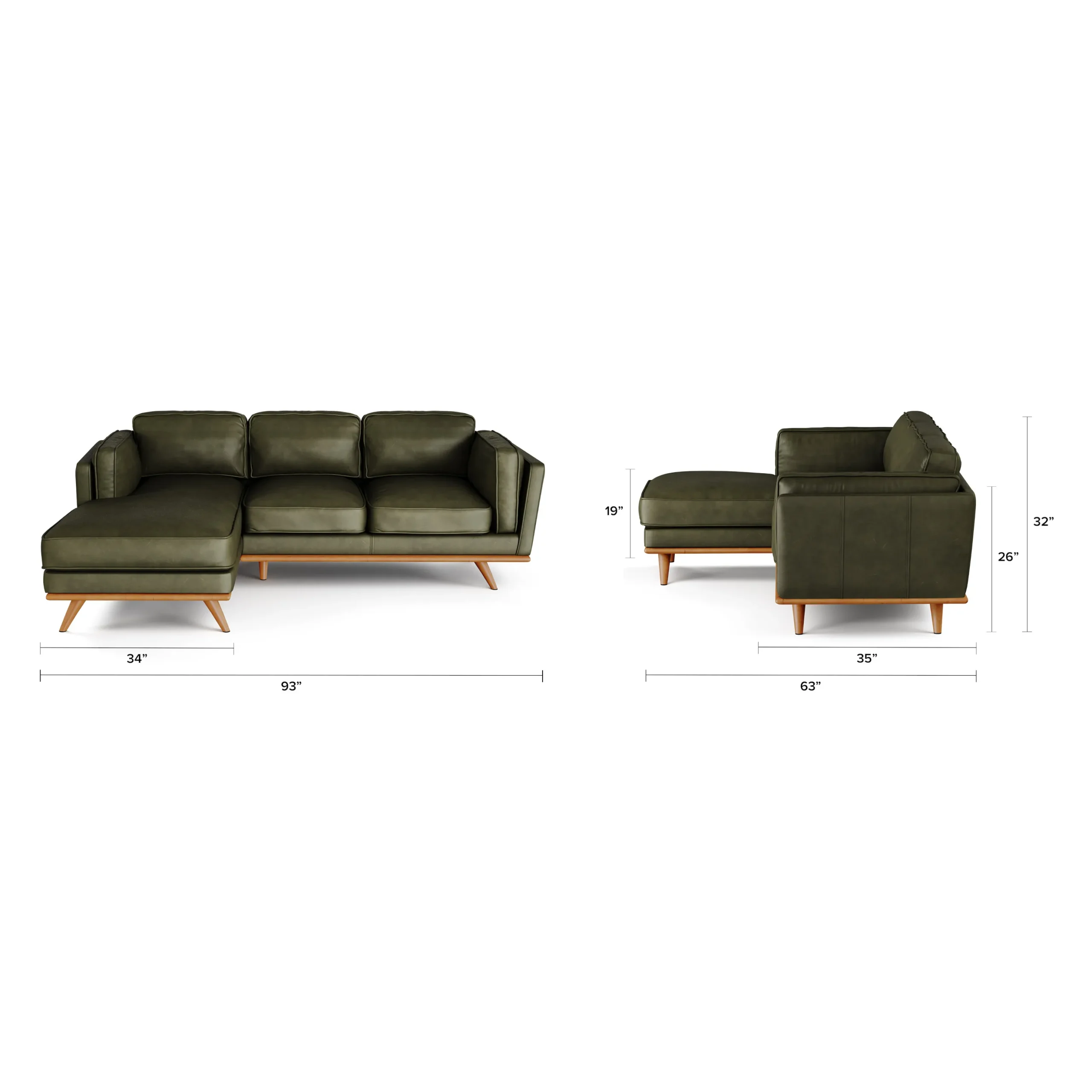 Timber 93_ Leather Left Sectional - Charme Green - Image 7