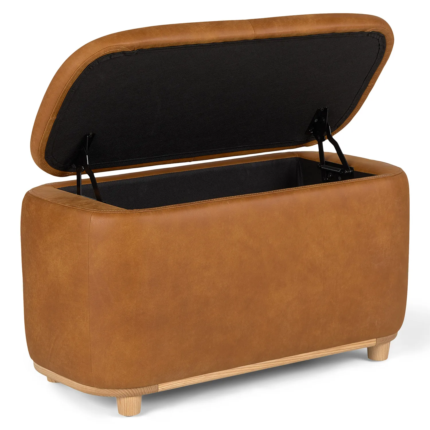 Maribo 32_ Leather Storage Ottoman - Rawhide Tan - Image 7