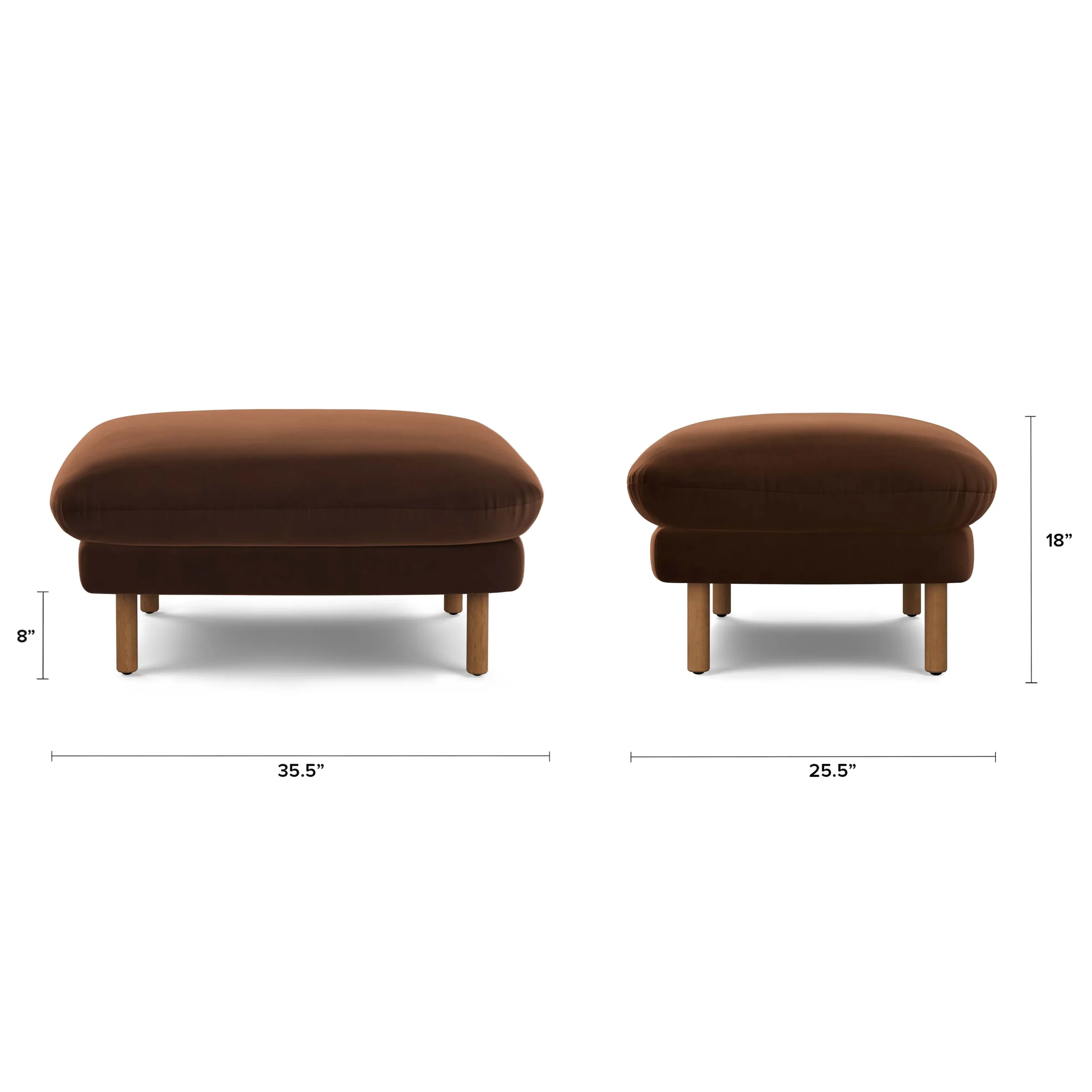Sanders 35.5_ Velvet Ottoman - Plush Pacific Brown - Image 2