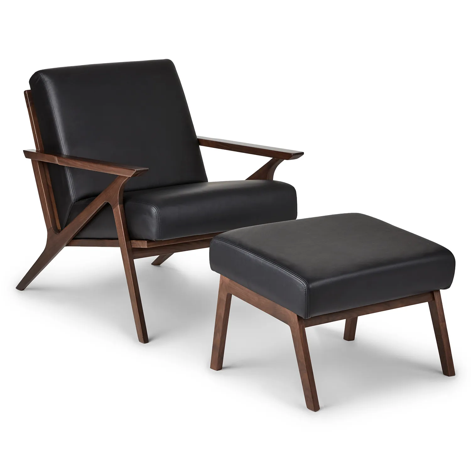 Otio 22_ Leather Ottoman - Walnut and Black - Image 7