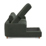 Vati 90.5_ Left Storage Sectional - Natural Oak and Green Wool Bouclé