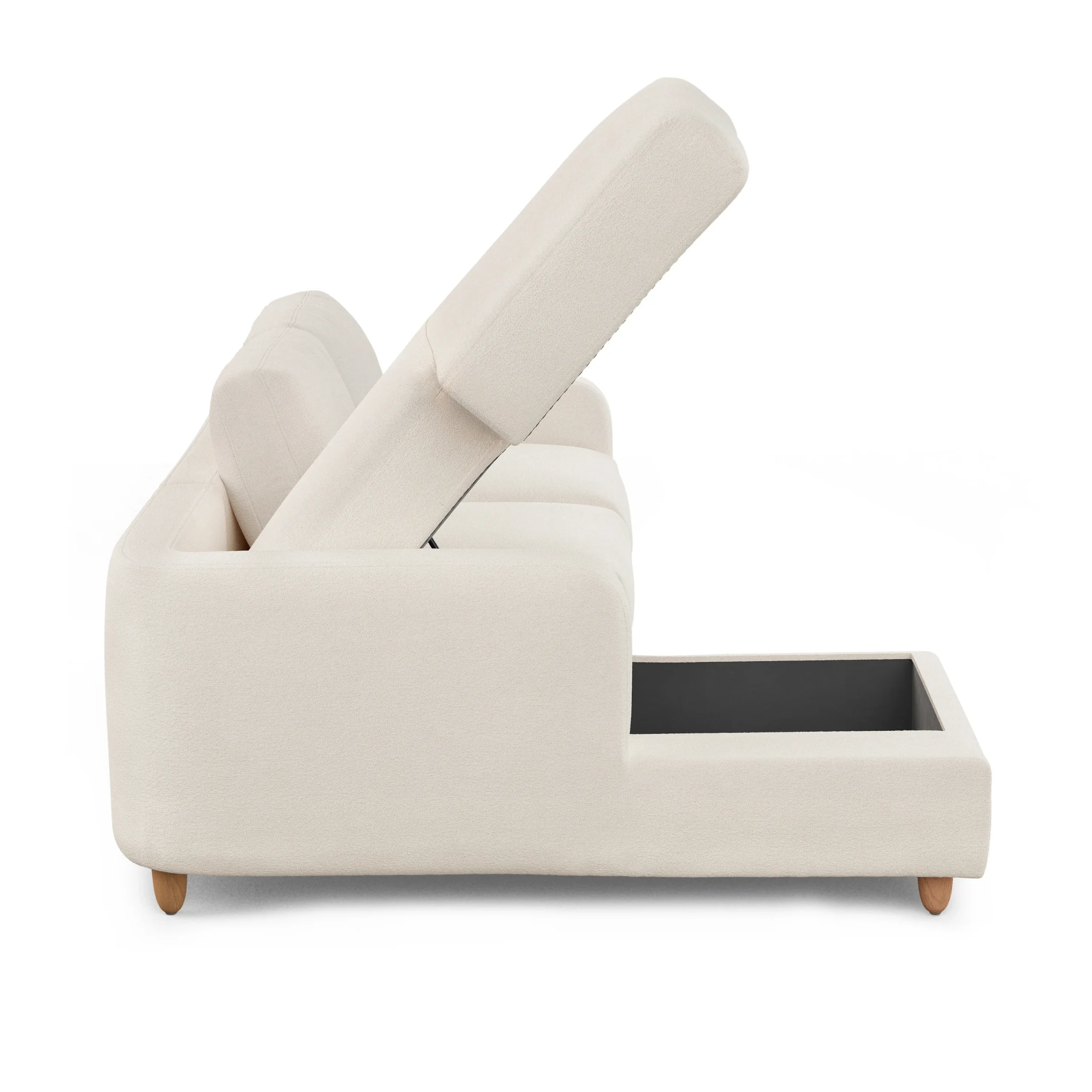 Vati 90.5_ Left Storage Sectional - Natural Oak and Ivory Wool Bouclé - Image 5