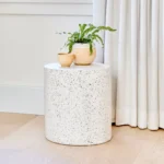 Solina Outdoor Stool - White Terrazzo