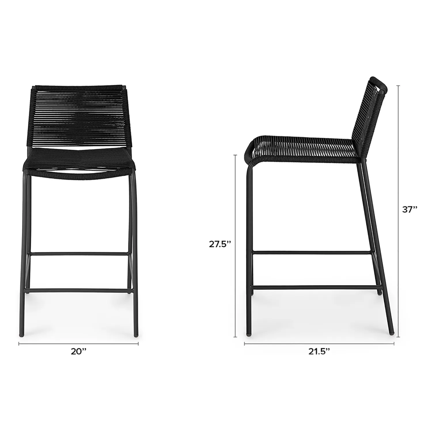 Zina Outdoor Counter Stool - Ember Black - Image 8